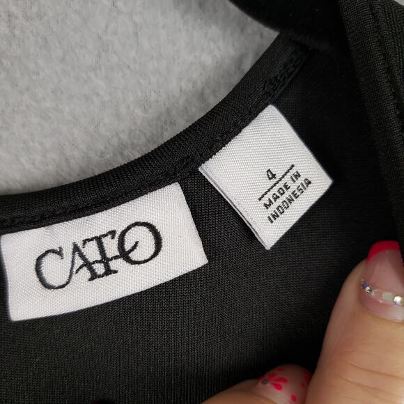 Cato Size 4‎ Sleeveless Fit & Flare Mini Dress Black Illusion Top Cocktail Event - Picture 6 of 11